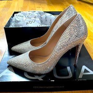 Embellished Pointed Toe Heels - Silver